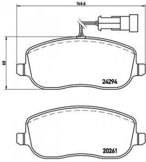 Тормозные колодки, дисковый тормоз (набор) BREMBO P23100 (фото 1)