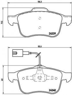 Гальмівні колодки, дискове гальмо (набір) BREMBO P23103 (фото 1)