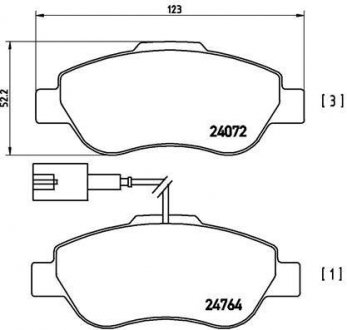 Тормозные колодки, дисковый тормоз (набор) BREMBO P23107 (фото 1)