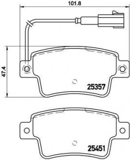 Комплект гальмівних колодок задн Abarth Grande Punto, Punto, Punto Evo Fiat Grande Punto, Punto, Punto Evo 0.9-1.6D 05.08- BREMBO P23142