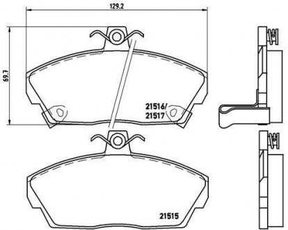 Тормозные колодки, дисковый тормоз (набор) BREMBO P28020 (фото 1)