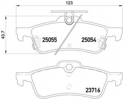 Комплект тормозных колодок задний BREMBO P28070