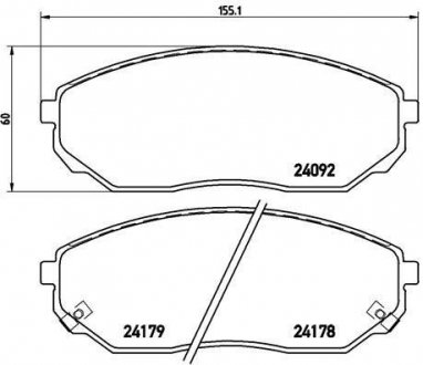 Гальмівні колодки, дискове гальмо (набір) BREMBO P30019 (фото 1)