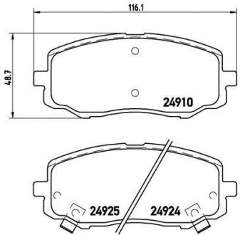 Гальмівні колодки, дискове гальмо (набір) BREMBO P30045 (фото 1)