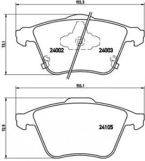 Гальмівні колодки, дискове гальмо (набір) BREMBO P49038