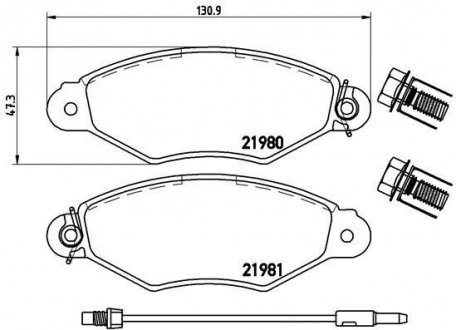 Гальмівні колодки, дискове гальмо (набір) BREMBO P56038 (фото 1)