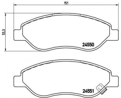 Гальмівні колодки, дискове гальмо (набір) BREMBO P59053