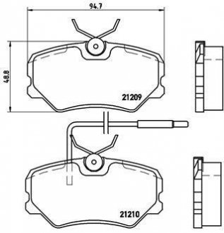 Тормозные колодки, дисковый тормоз (набор) BREMBO P61035 (фото 1)