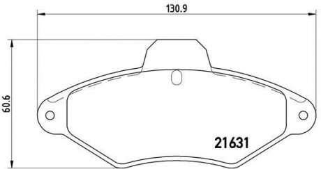 Тормозные колодки, дисковый тормоз (набор) BREMBO P61052 (фото 1)