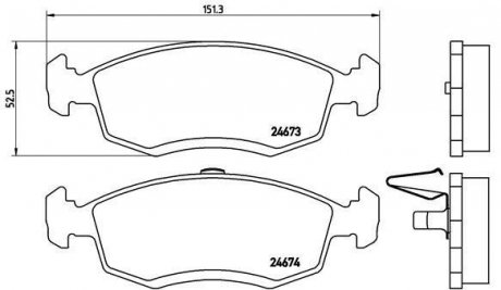 Тормозные колодки, дисковый тормоз (набор) BREMBO P68039 (фото 1)