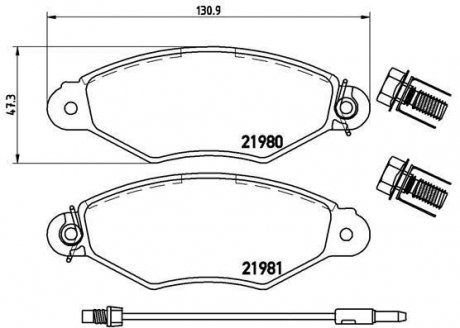 Гальмівні колодки, дискове гальмо (набір) BREMBO P68042