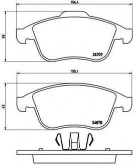 Тормозные колодки, дисковый тормоз (набор) BREMBO P68045 (фото 1)