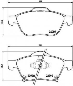 Гальмівні колодки, дискове гальмо (набір) BREMBO P83043 (фото 1)