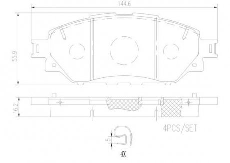 Колодки тормозные передние (Advics) TOYOTA FORTUNER (_N15_, _N16_) 05/15->/TOYOTA HILUX VIII Pick-up BREMBO P83167