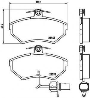 Тормозные колодки, дисковый тормоз (набор) BREMBO P85044 (фото 1)