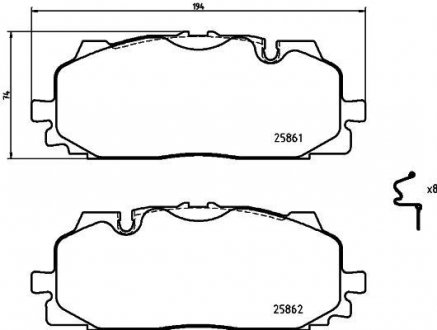 Гальмівні колодки, дискові (набір) BREMBO P85165 (фото 1)