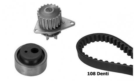 К-кт ГРМ (помпа + ролик + ремень) BERLINGO 1.4i 96-11, PEUGEOT 106 I (1A, 1C) 1.3 93-96, 206 SW 1.4 BUGATTI KBU5504B