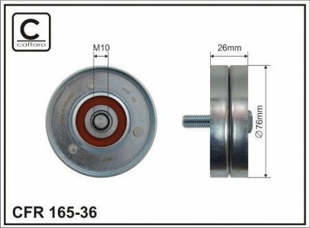 Обводний ролик VW Golf/Bora 1.4/1.6 97-> метал CAFFARO 16536