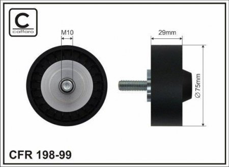 Ролик поликлинового ремня (паразитный) (10x75x29) VW Phaeton 3.2 V6 02-08 CAFFARO 198-99