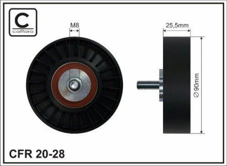 90x8x25 Ролик паска приводного Audi 100, 80, Cabriolet, Coupe 2.0-2.8 12.90-08.00 CAFFARO 20-28