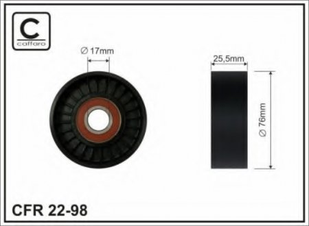 76X17X26 пластик Ролик натягу VAG 2.5TDI 97- CAFFARO 2298