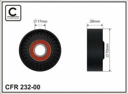 70x17x26 Ролік натяжний Bmw 125i-Z4 3.0si 09.04- CAFFARO 23200 (фото 1)