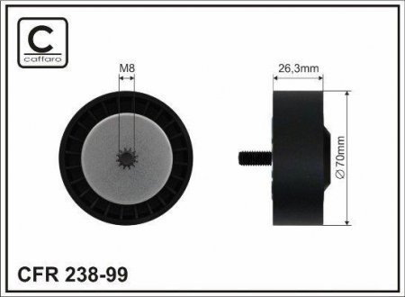 70x8x26,3 Ролик генератора Bmw 1 E81, 3 E90 2.0d/3.0d 09.04- CAFFARO 23899