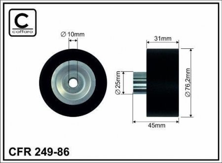 Направляючий ролик (10x76x31) Ford Transit 2.4/3.2 TDCI 06-14 CAFFARO 24986