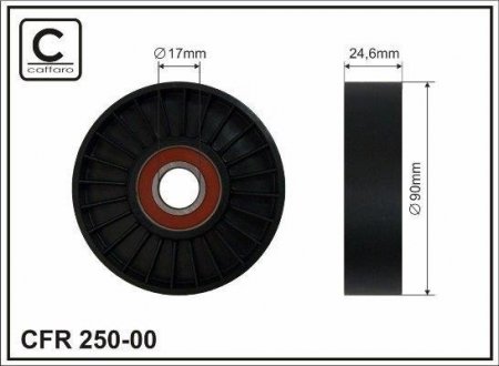 Ролик натяжителя поликлинового ремня (17x90x25) Toyota Avensis 01-09 CAFFARO 25000