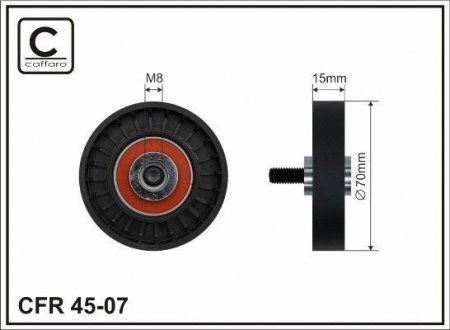 70x8x15 Натяжний ролік Renault Clio 1,4 91 CAFFARO 4507 (фото 1)