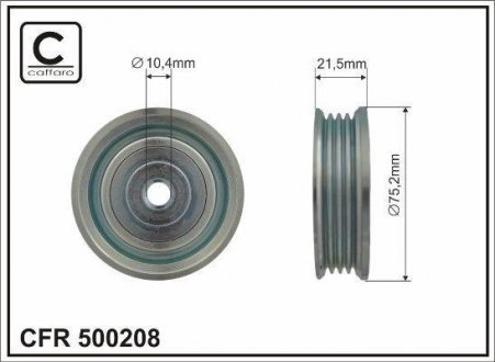 75,2x10,4x21,5 Ролик паска приводного Mitsubishi Pajero Sport 03-/Galant 2.5 V6 24V 96- CAFFARO 500208