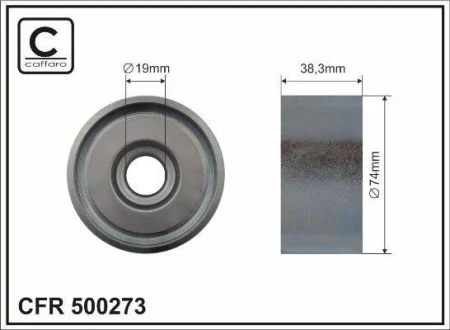 Ролик проміжний поліклинового ремня Mercedes Axor/2/O 403/Tourismo O 350/Travego O 580, Setra 400 OM457.910-OM457.981 10.99- 74x19x38,3 CAFFARO 500273