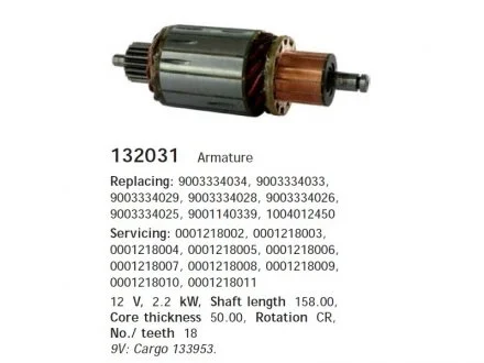 Якорь стартера CARGO 132031