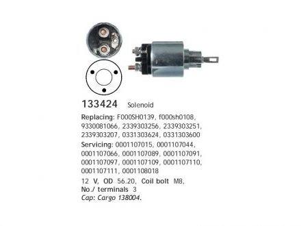 Реле втягуюче CARGO 133424