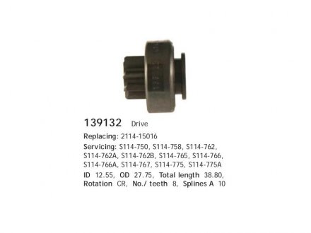 Бендікс стартера HITACHI 2114-15016 - Nissan Primera 1.6 CARGO 139132