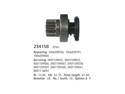 Бендикс стартера CARGO 234158