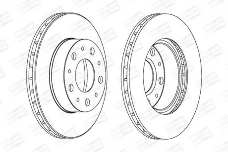 Диск тормозной передний (кратно 2шт.) Fiat Ducato (02-)/Peugeot Boxer (02-)/Citroen Jumper (02-) CHAMPION 561969CH