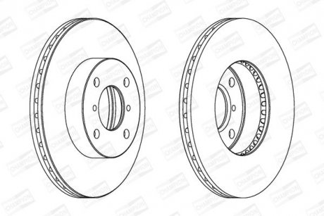 Диск гальмівний передній Liana 02-, Baleno 1.8/1.9TD CHAMPION 562179CH