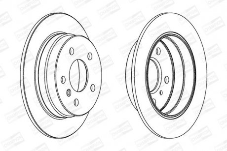 Диск тормозной задний (кратно 2шт.) MERCEDES-BENZ A-CLASS (W169) (04-12), B-CLASS Sports Tourer (W245) 05-11 CHAMPION 562274CH (фото 1)
