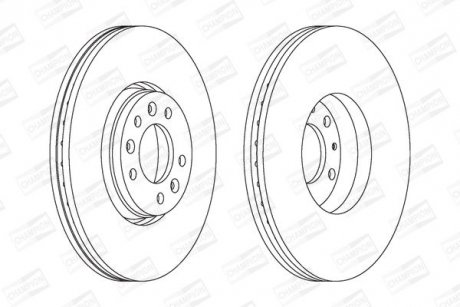 Диск тормозной передний (кратно 2шт.) Citroen Jumpy (07-16), C5/Fiat Scudo (07-16)/Peugeot Expert (07-) CHAMPION 562622CH