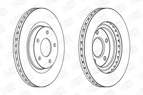 Диск тормозной передний (кратно 2шт.) Jeep Compass (06-), Patriot (07-17)/ Mitsu CHAMPION 562790CH (фото 1)