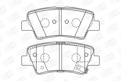 Тормозные колодки задние Hyundai Accent,Elantra,Sonata,Tucson,i10,i30/ KIA Rio,Soul/SsangYong Korando CHAMPION 572629CH (фото 1)