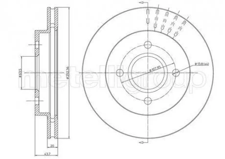 Диск тормозной FORD MONDEO 93-00 TYŁ. WENT. CIFAM 800317