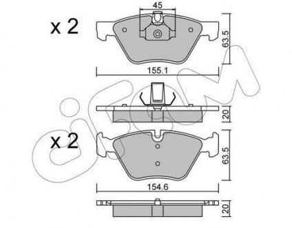 Гальмівні колодки перед. BMW 3 90/91/92 5 E60/61 CIFAM 822-557-3