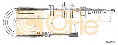 Трос ручного гальма Audi 100/200 Quattro 1.8-2.3 08.83-12.91 COFLE 10.4091 (фото 1)