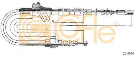 Трос ручного гальма Audi 100 92- (дискові) COFLE 104094
