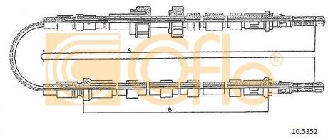 Трос ручного гальма зад. Ford Escort/Orion 5/91- 3273/1311+1400 COFLE 105352