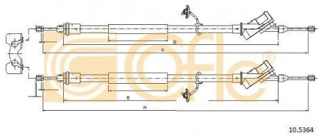 Трос ручного гальма зад.Ford Focus 2004- COFLE 105364
