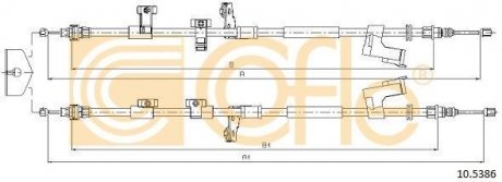 Трос ручного гальма зад. Ford Kuga all 03/13 - 2020/1900 + 1925/1805 COFLE 10.5386