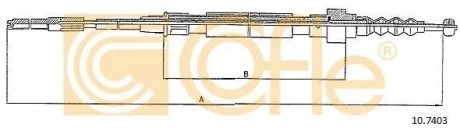 Трос ручного гальма зад. Л/П VW Golf III/Vento 91- (дискові гальма) 1613/1100 COFLE 107403